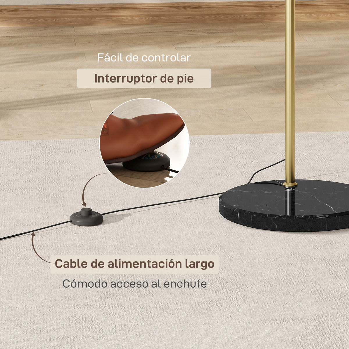 Lámpara de pie en arco dorado y negro, vista 6