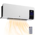 Calefactor eléctrico de pared blanco con pantalla LED sobre fondo blanco
