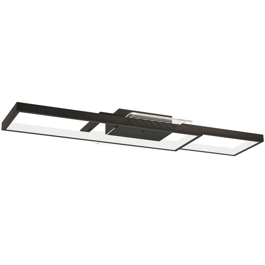 Lámpara de techo LED rectangular negra con dos marcos superpuestos, vista frontal sobre fondo blanco