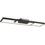 Lámpara de techo LED rectangular negra con dos marcos superpuestos, vista frontal sobre fondo blanco