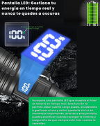 Pantalla LED de la linterna ALUMAR con el indicador de batería en tiempo real