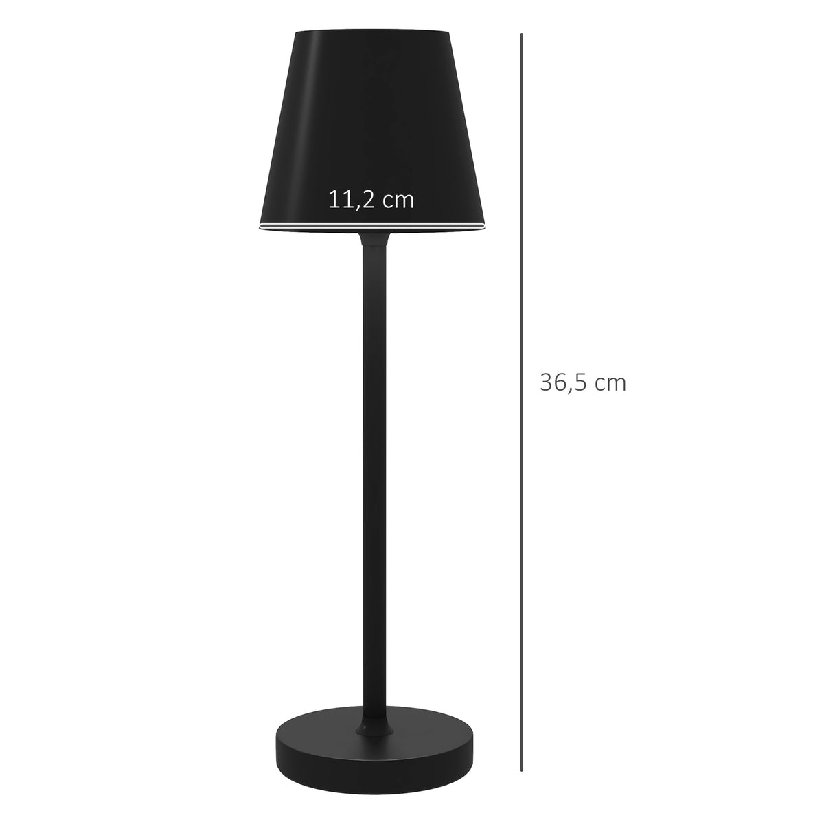 Medidas de la lámpara de mesa: Ø 11,2 cm y 36,5 cm de alto