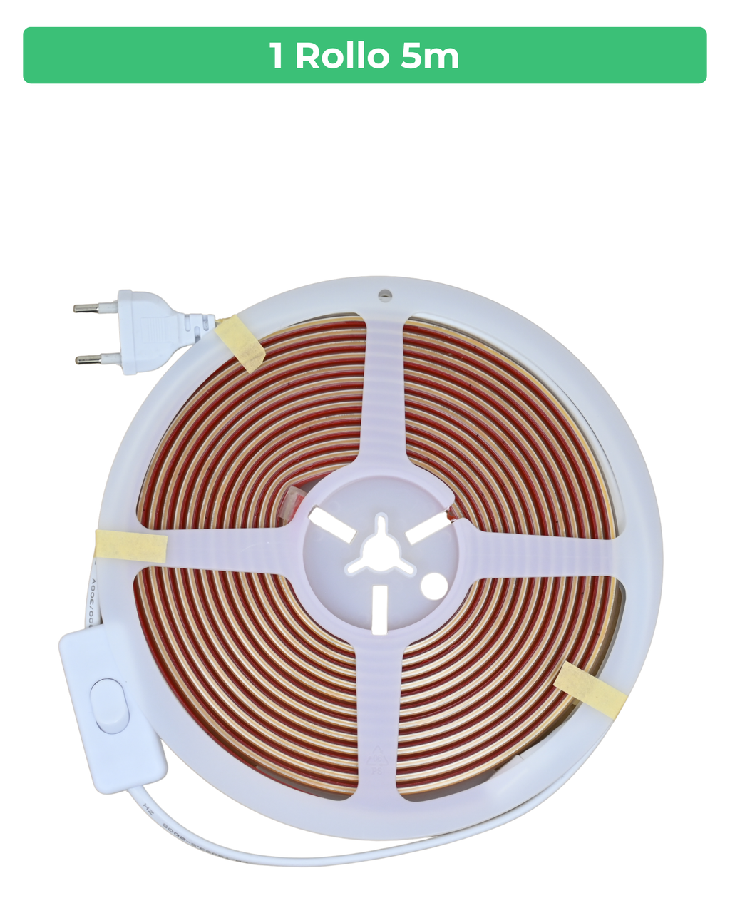 Rollo de 5 metros de tira LED COB ALUMAR con adaptador e interruptor