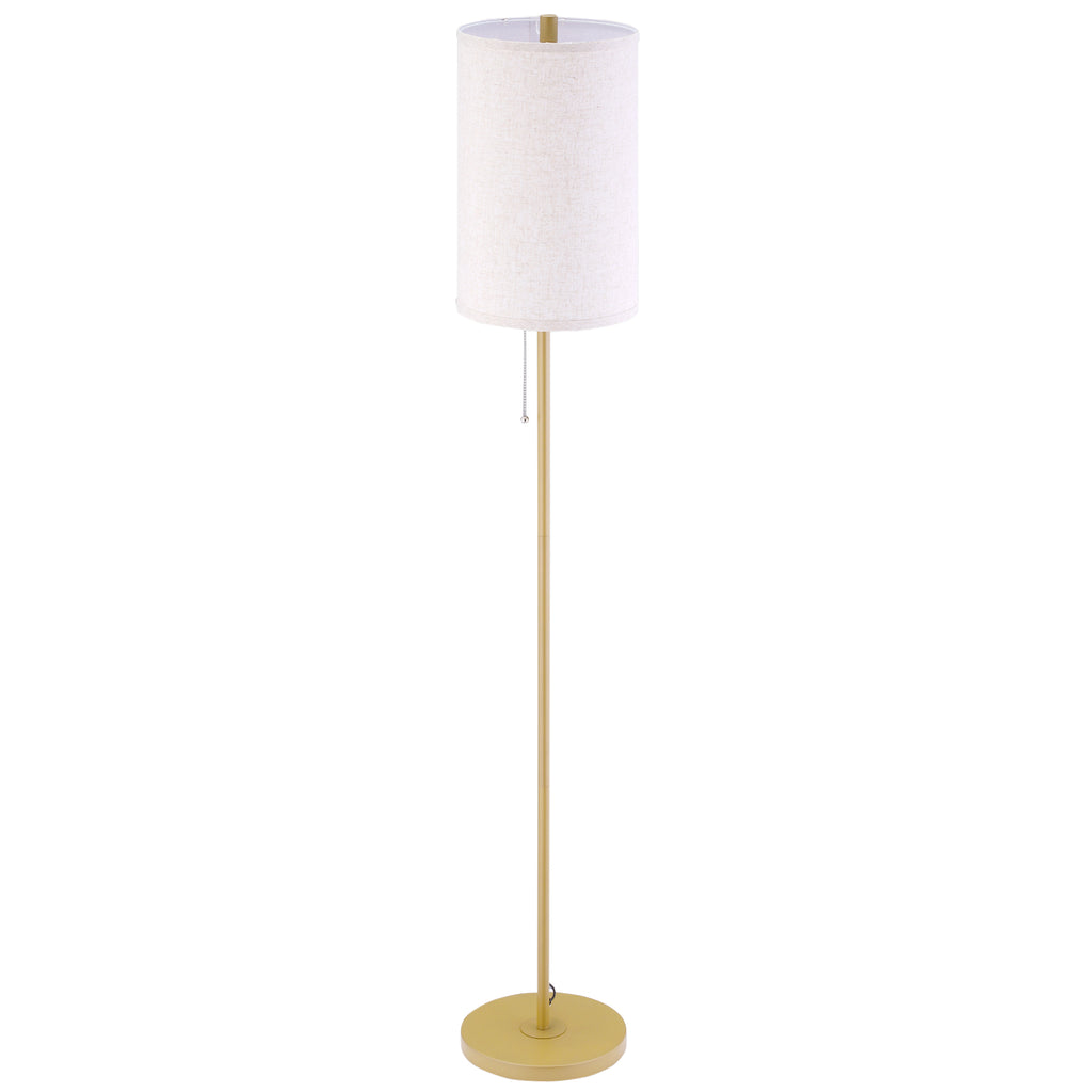 Lámpara de pie con mástil dorado y pantalla de lino crema, vista 7