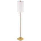 Lámpara de pie con mástil dorado y pantalla de lino crema, vista 7