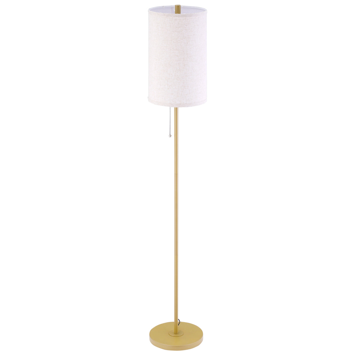 Lámpara de pie con mástil dorado y pantalla de lino crema, vista 7