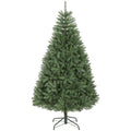 Abeto de Navidad denso de 180 cm con soporte metálico verde, vista frontal sobre fondo blanco