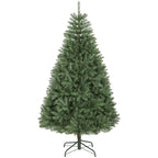 Abeto de Navidad denso de 180 cm con soporte metálico verde, vista frontal sobre fondo blanco