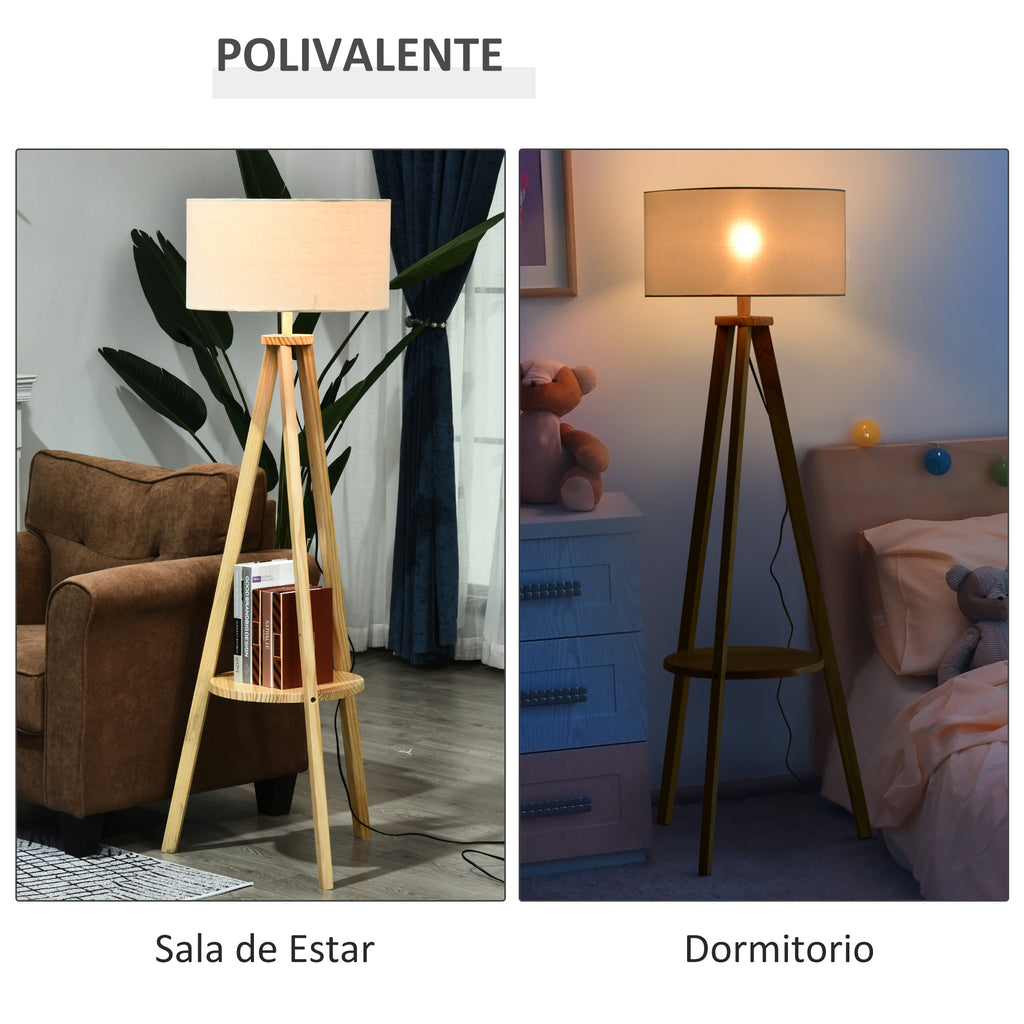 Lámpara de pie trípode con pantalla beige, vista 6