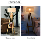 Lámpara de pie trípode con pantalla beige, vista 6