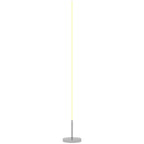 Lámpara de pie LED con barra de luz encendida y base redonda sobre fondo blanco