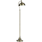 Lámpara de pie retro bronce con la pantalla orientada, vista lateral sobre fondo blanco