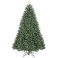 Abeto de Navidad denso de 210 cm con soporte metálico verde, vista frontal sobre fondo blanco