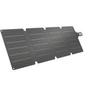 Cargador solar plegable de 36 W gris y naranja sobre fondo blanco
