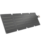 Cargador solar plegable de 36 W gris y naranja sobre fondo blanco