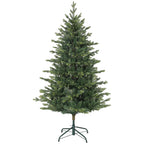 Abeto de Navidad realista verde de 150 cm, vista de tres cuartos sobre fondo blanco