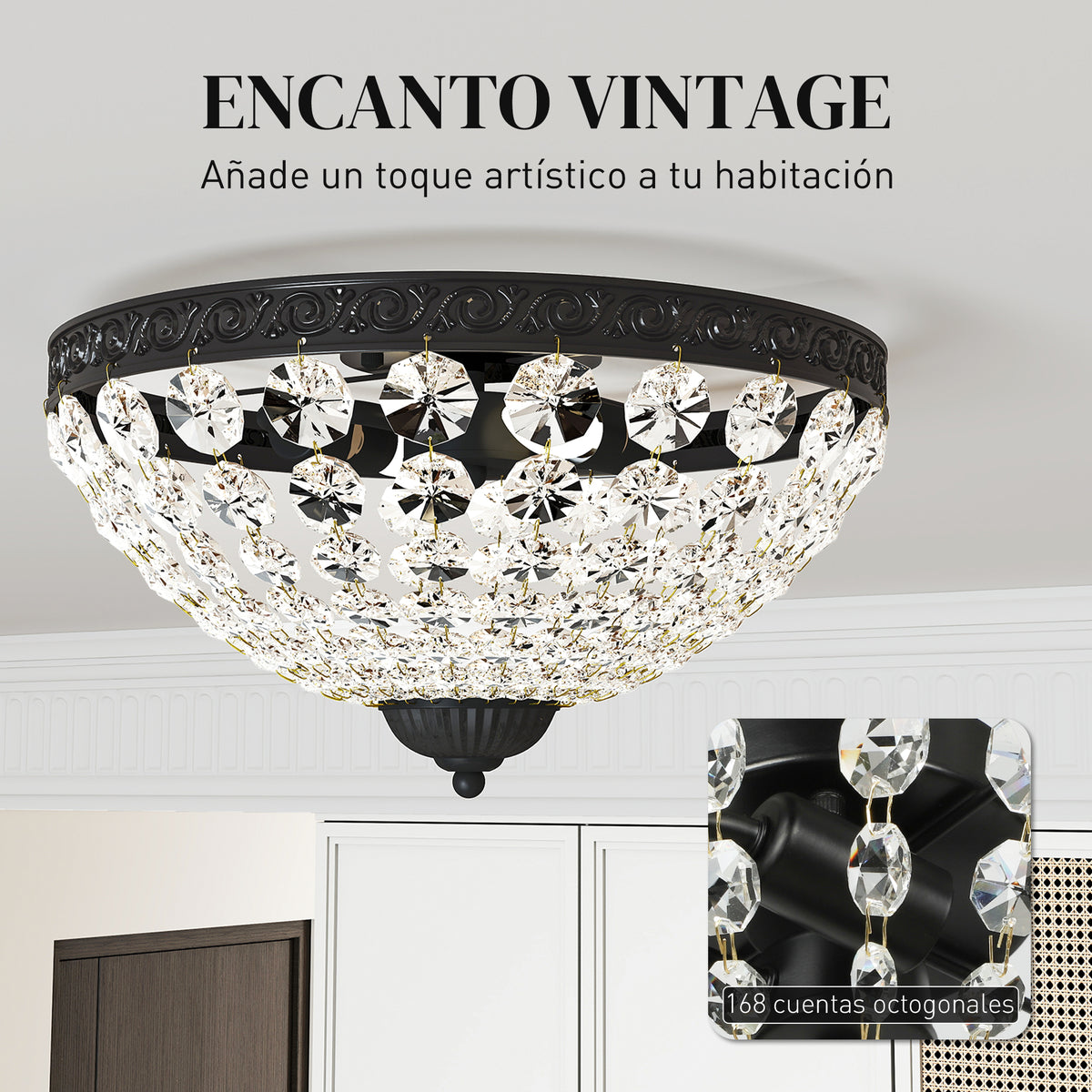 Encanto vintage: plafón con cuentas de cristal