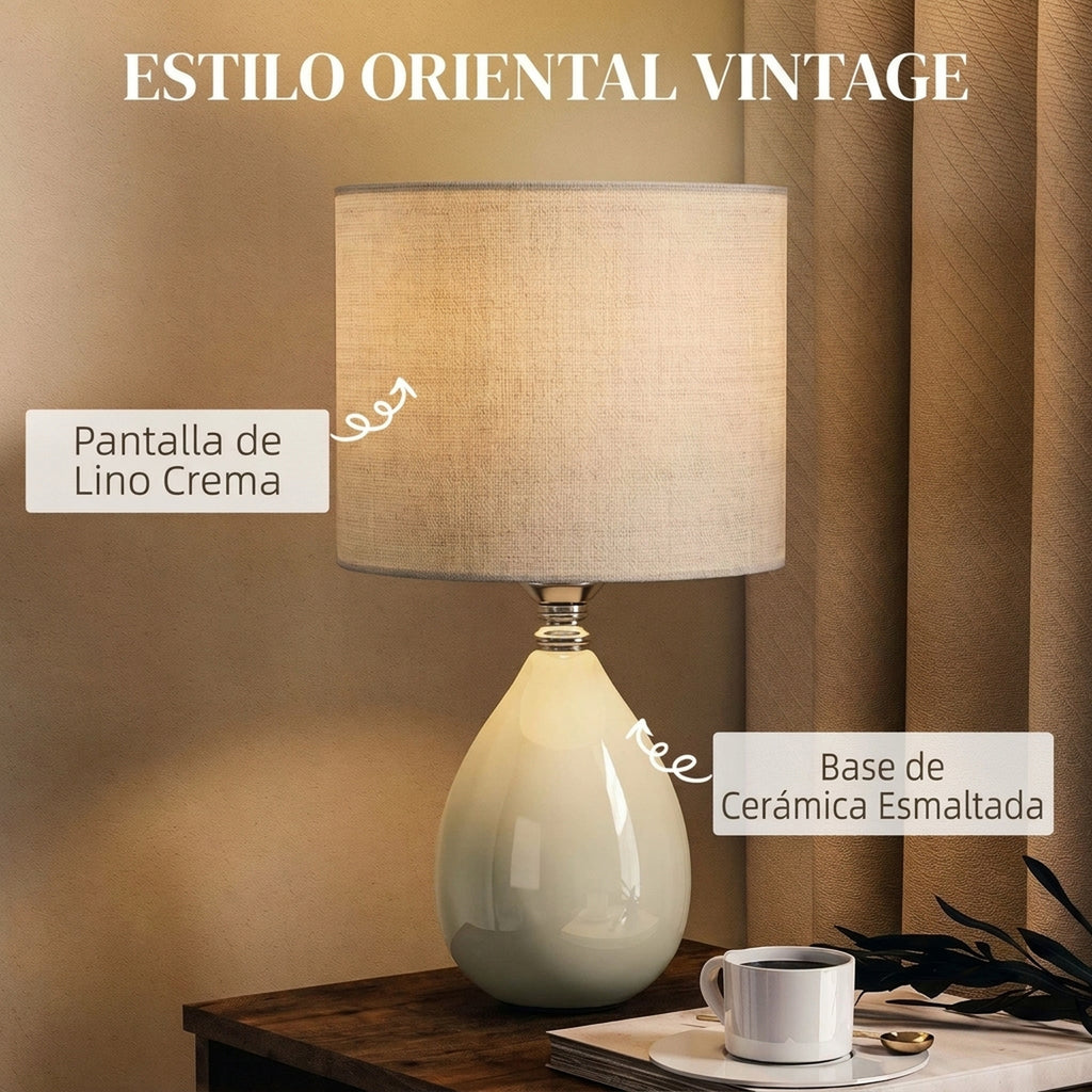 Base de cerámica con acabado esmaltado de estilo oriental
