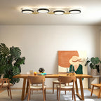 Plafón LED de techo con cuatro anillos negros y dorados, vista 7