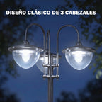 Diseño clásico de la farola con tres cabezales de luz