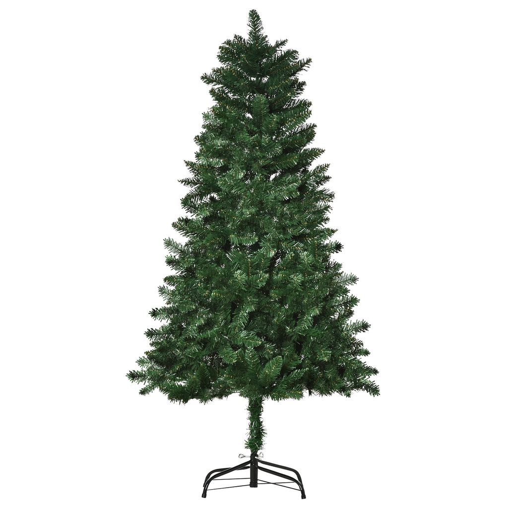 Abeto de Navidad artificial verde de 150 cm, vista de tres cuartos sobre fondo blanco