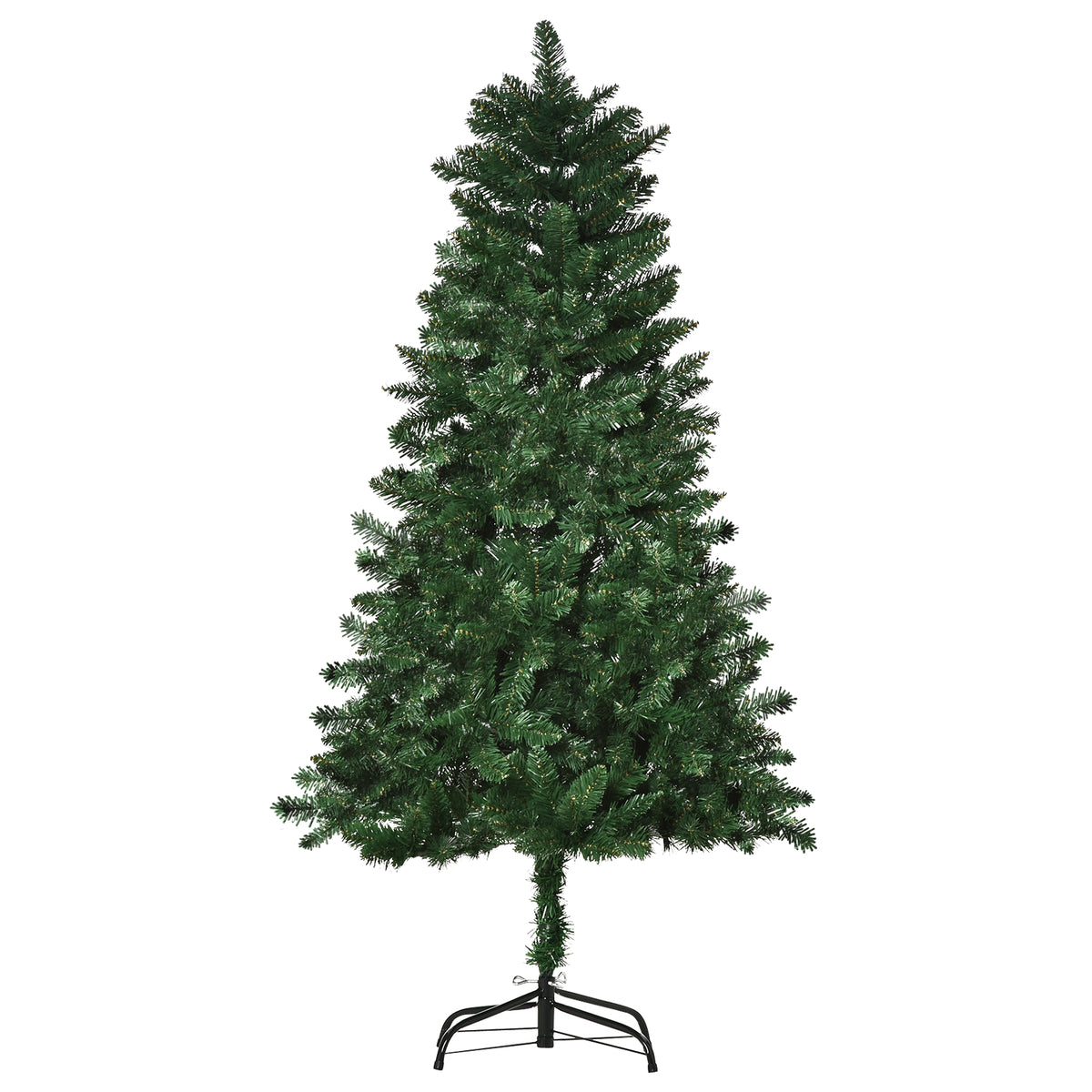 Abeto de Navidad artificial verde de 150 cm, vista de tres cuartos sobre fondo blanco