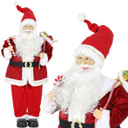 Dos Papá Noel animados de 120 cm vistos de frente y de perfil sobre fondo blanco