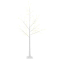 Árbol de abedul artificial blanco de 150 cm con 210 luces LED sobre fondo blanco