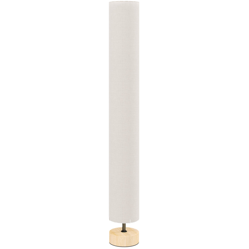 Lámpara de pie de lino beige con 2 luces E27 e interruptor de pedal