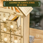 Cajones de cuenta atrás de 24 días del calendario de Adviento, con espacio para notas, caramelos y monedas