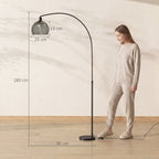 Medidas de la lámpara de pie en arco: 90 × 26 cm y 180 cm de alto
