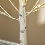 Detalle del tronco blanco y las ramas iluminadas del árbol de abedul