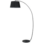 Lámpara de pie en arco negra con pantalla de tela de 47 cm