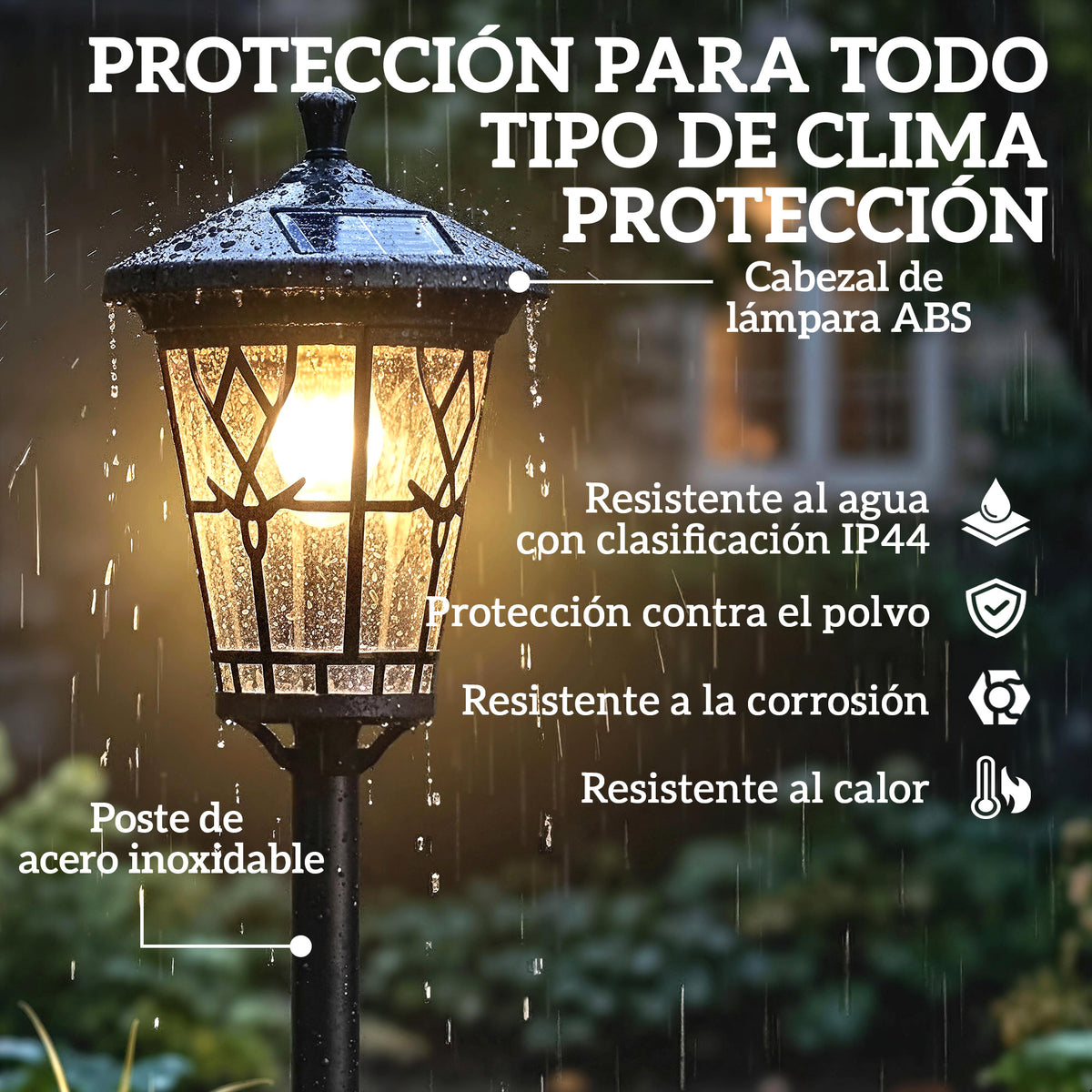 Resistencia a la intemperie IP44