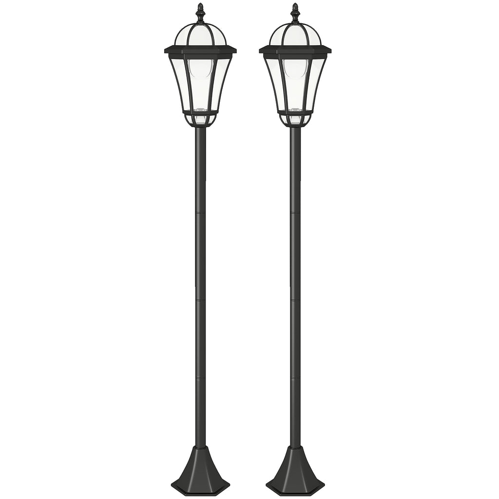 Set de 2 farolas solares negras, vista frontal