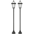 Set de 2 farolas solares negras, vista frontal