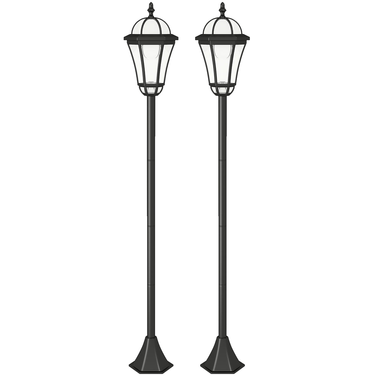 Set de 2 farolas solares negras, vista frontal