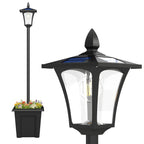 Farola solar con macetero, vista frontal