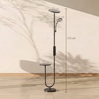 Medidas de la lámpara de pie LED: 175 cm de alto con luz principal, luz de lectura y balda de 28 cm
