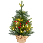 Árbol de Navidad de mesa con base de tela, vista frontal
