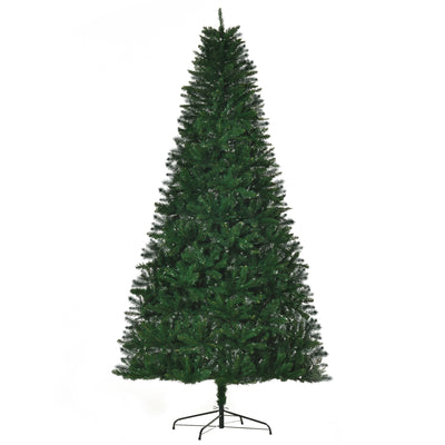 Abeto de Navidad artificial verde de 240 cm con base de acero, vista frontal sobre fondo blanco
