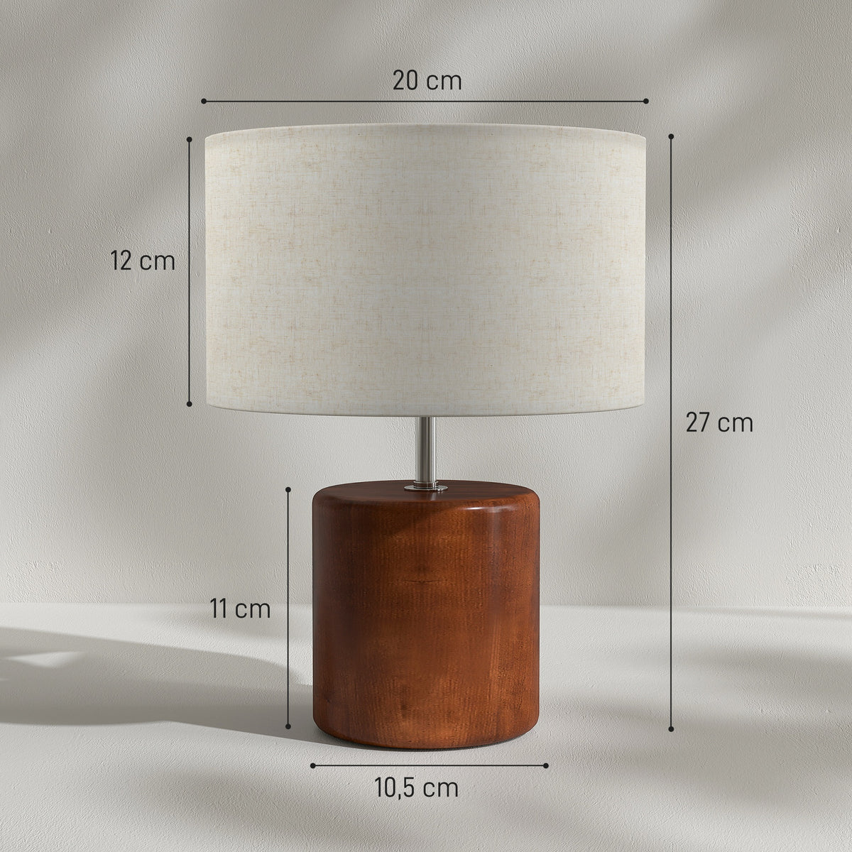 Medidas de la lámpara de mesa: Ø 20 cm y 27 cm de alto