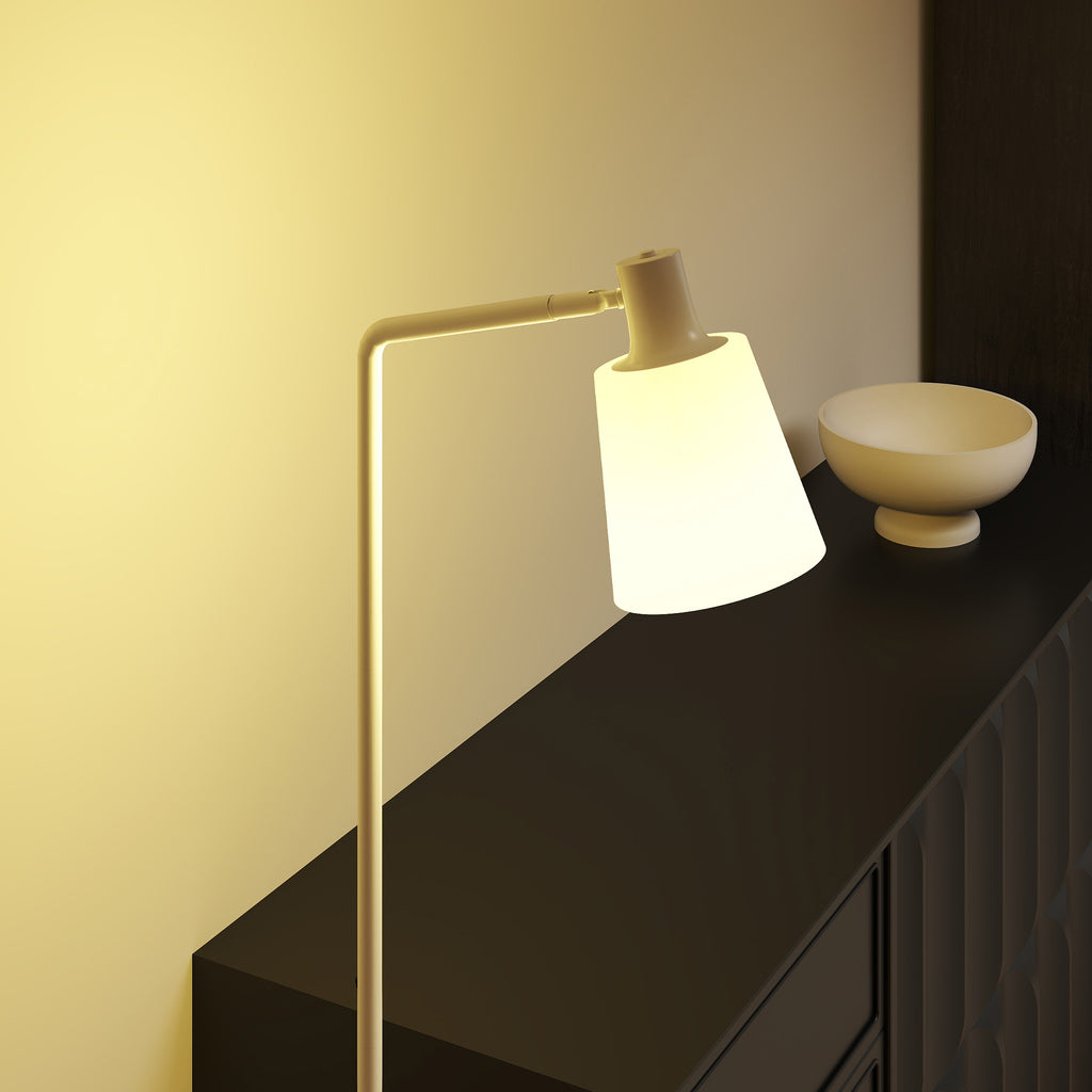 Lámpara de pie LED blanca con pantalla giratoria, vista 7