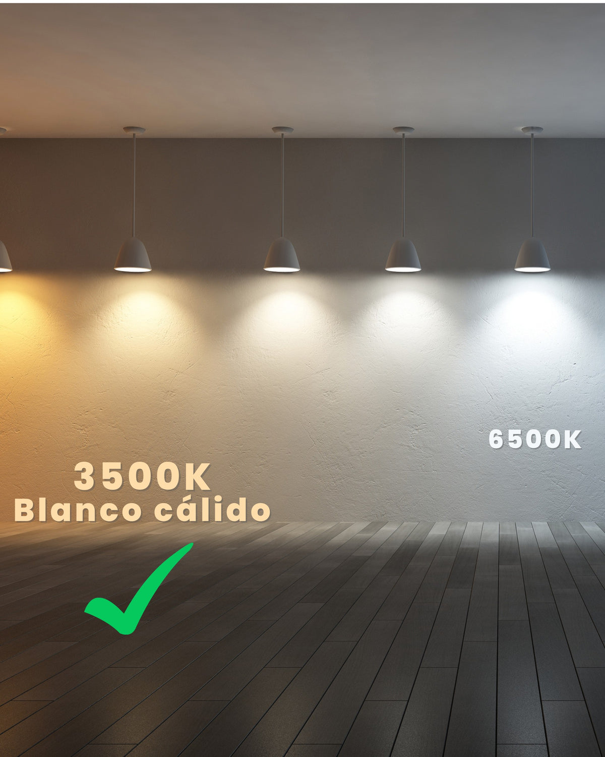Escala de temperatura de color con la bombilla LED GU10 ALUMAR en 3500K Blanco cálido