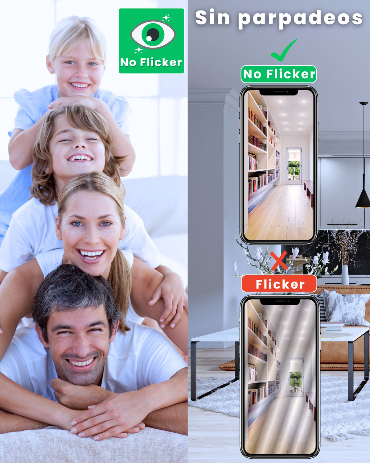 Bombilla LED GU10 6500K Blanco frío ALUMAR sin parpadeo: luz estable también vista con la cámara del móvil