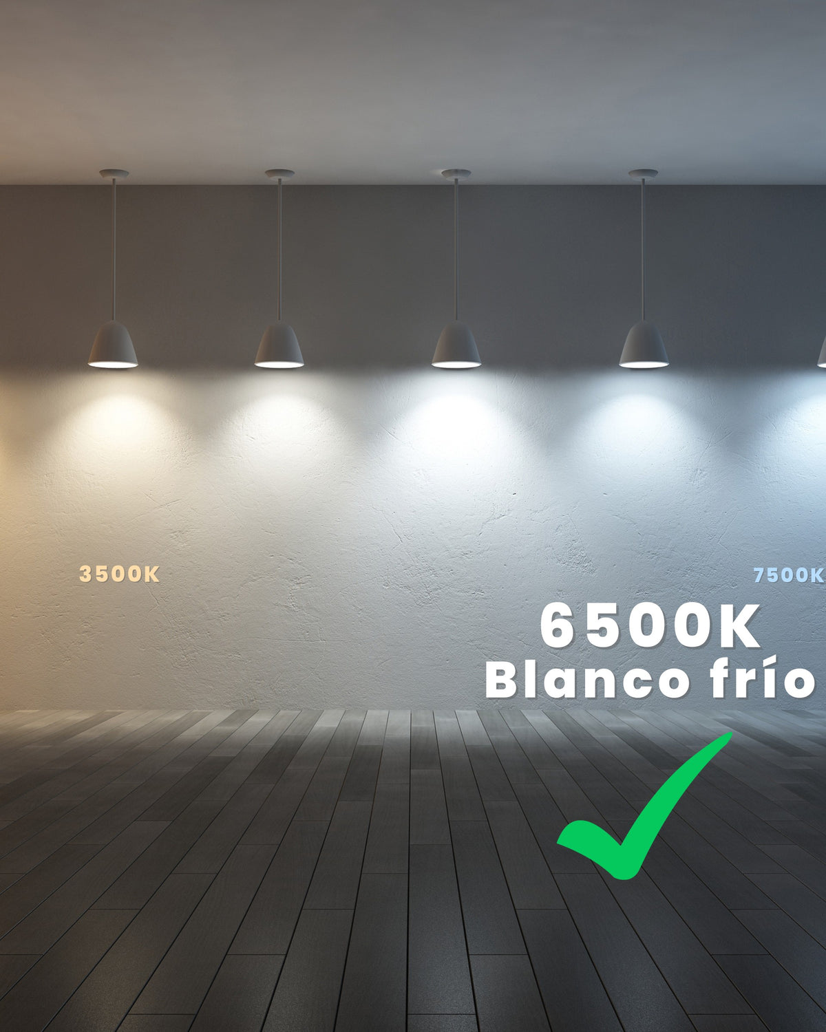 Escala de temperatura de color con la bombilla LED GU10 ALUMAR en 6500K Blanco frío