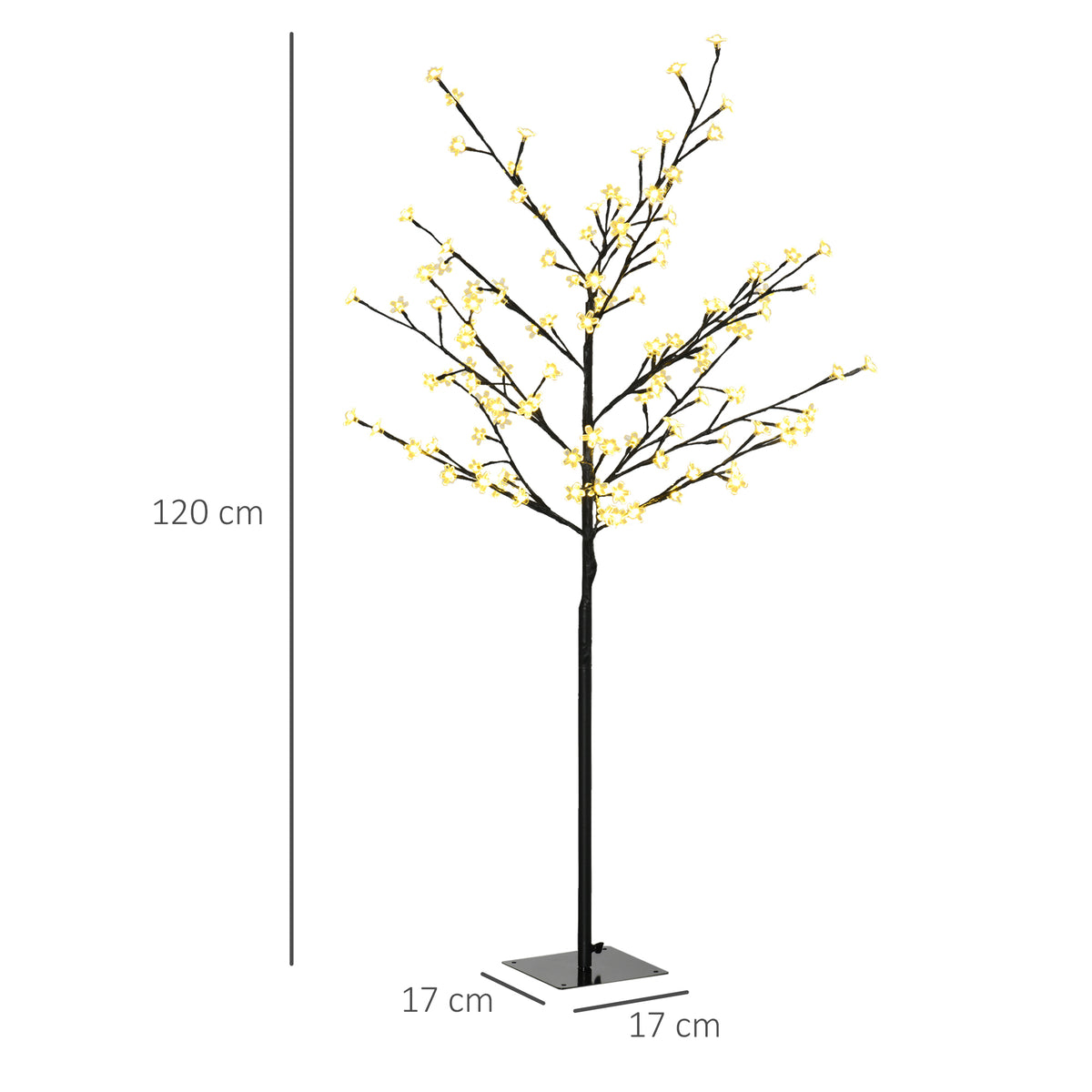 Medidas del árbol: 17 × 17 × 120 cm