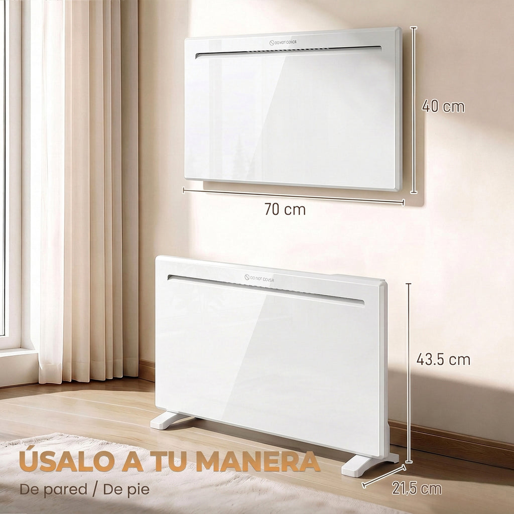 Medidas del calefactor: 70 × 21,5 × 43,5 cm