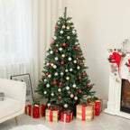 Árbol de Navidad decorado con bolas y regalos