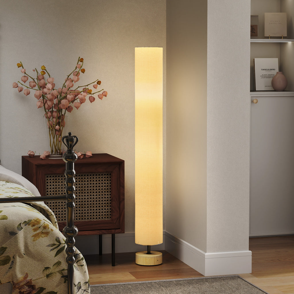 Lámpara de pie de lino beige con 2 luces E27, vista 2